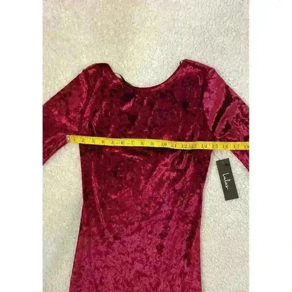 NWT Lulu's Burgundy Velvet bodycon dress - Picture 8 of 10